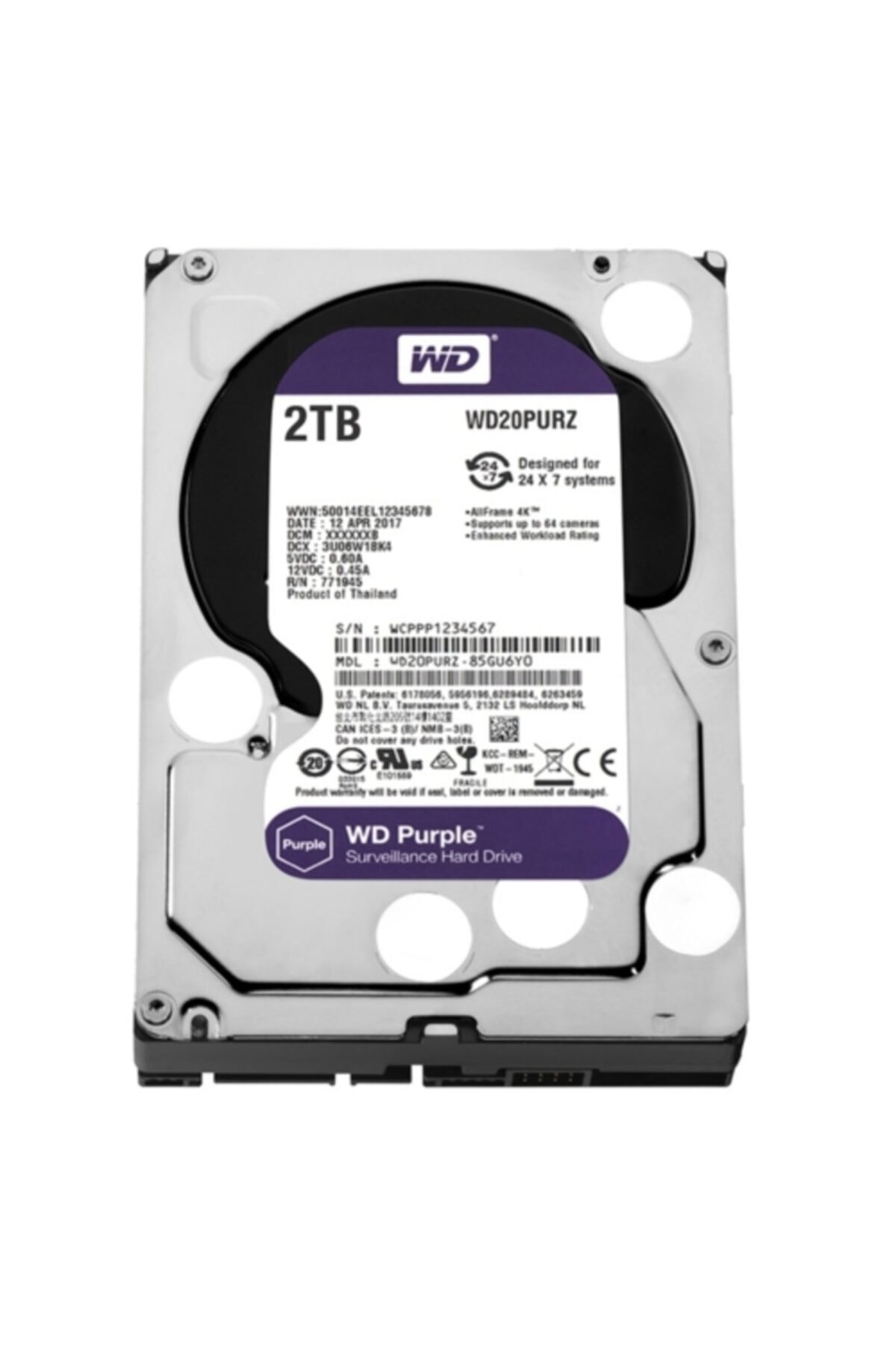 WESTERN DIGITAL Wd Purple 3,5 2tb 64mb 5400rpm Wd20purz