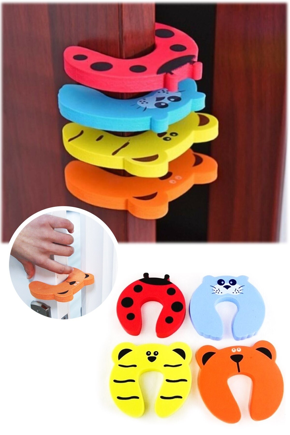 Pembe Karınca 4' Lü Set Hayvan Figürlü Çocuk Koruyucu Kapı Stoperi