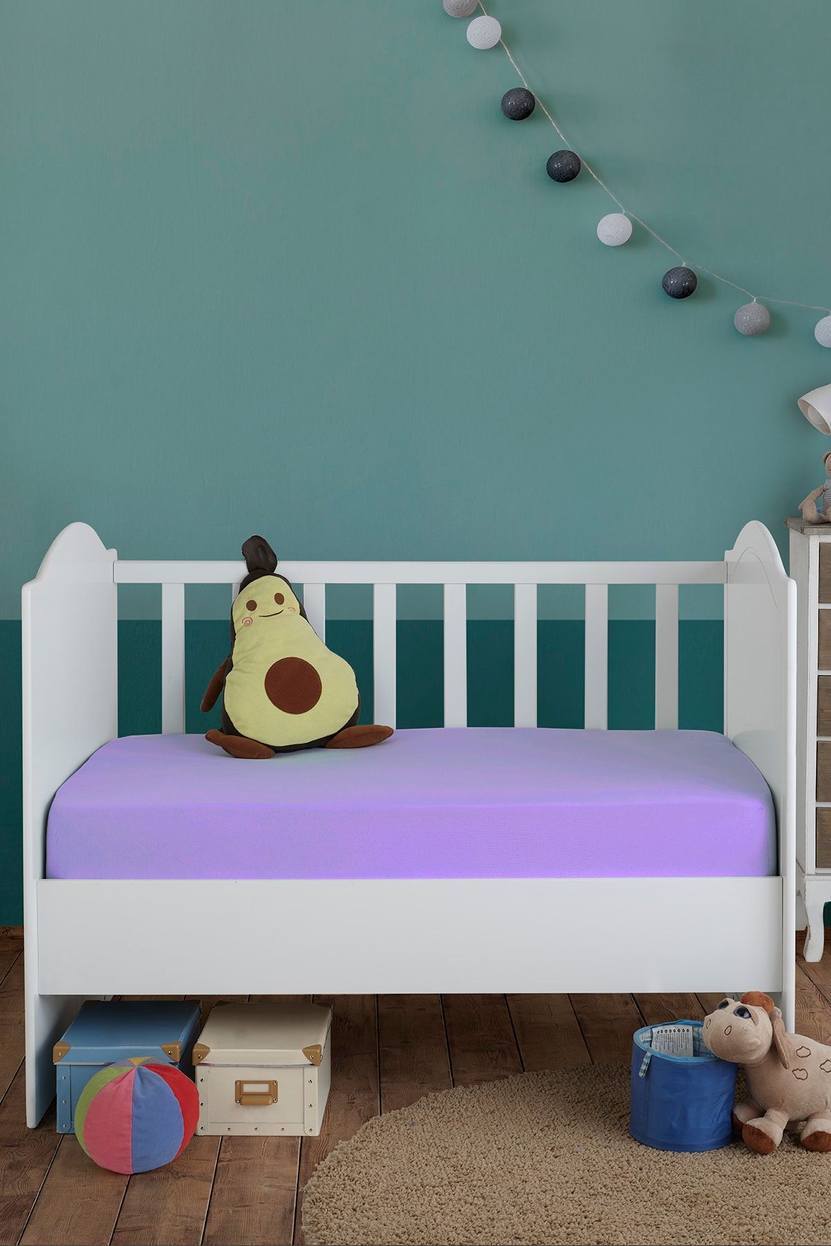 LADYNİL 60x120 Lila Bebek Lastikli Penye Çarşaf %100 Pamuk