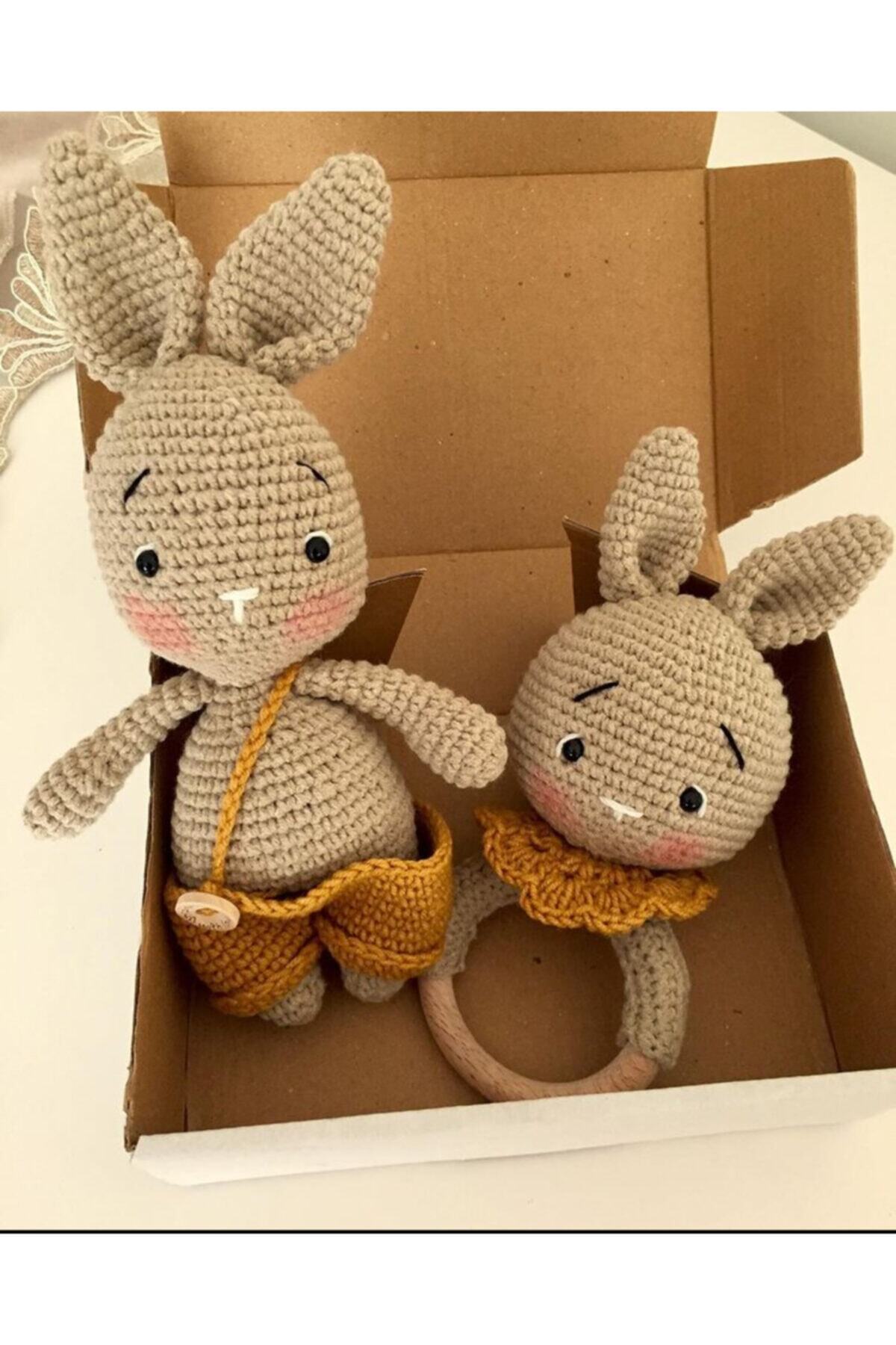 USTAHOBİEVİ Amigurumi Minik Tavşan Ve Çıngırak Set