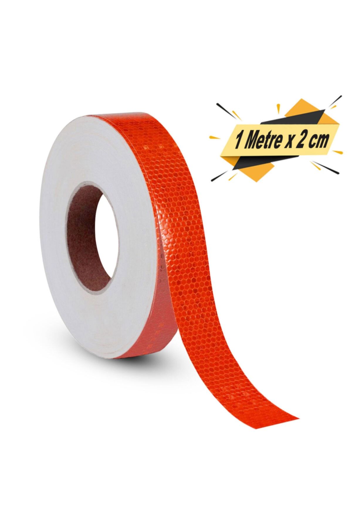 Badem10 Reflektörlü Reflektif Fosforlu Şerit Bant Kırmızı Reflekte Ikaz Bandı (1 METRE)