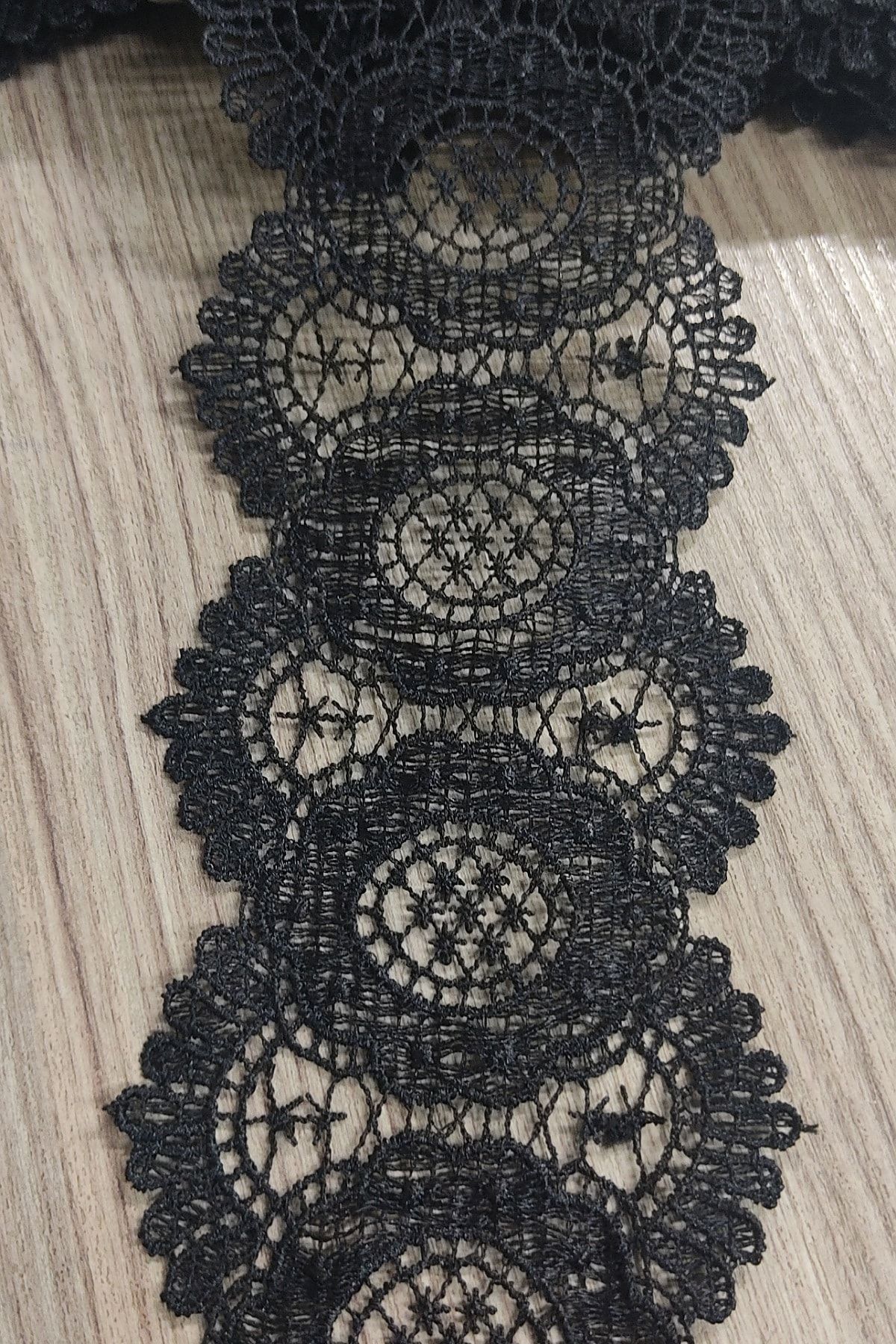 DUAYEN Güpürd Dantel Siyah Cümbüş Desen 3 Metre