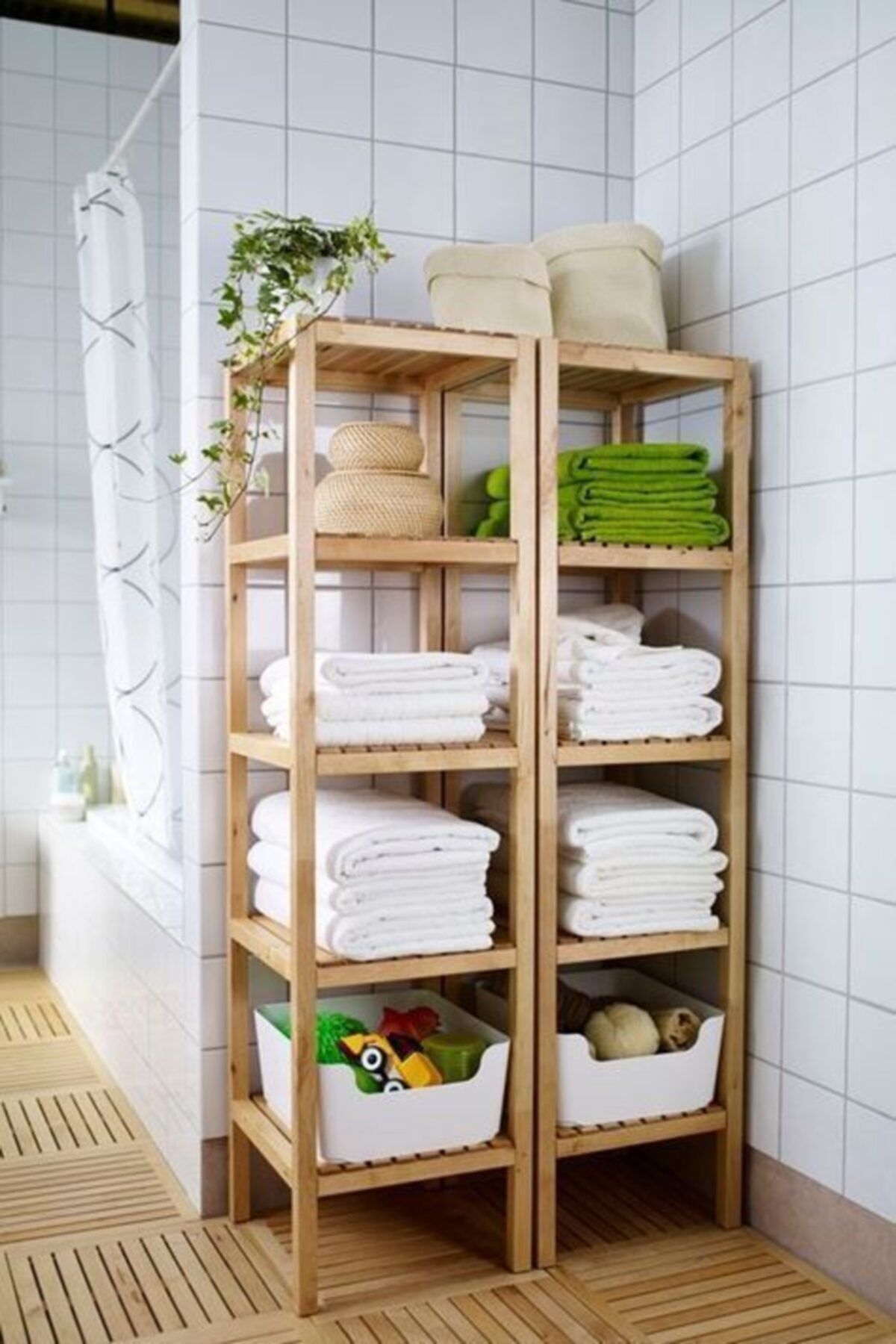 AHŞAP ATÖLYE Ahşap Rustik Çok Amaçlı Banyo Dolabı 4 Katlı