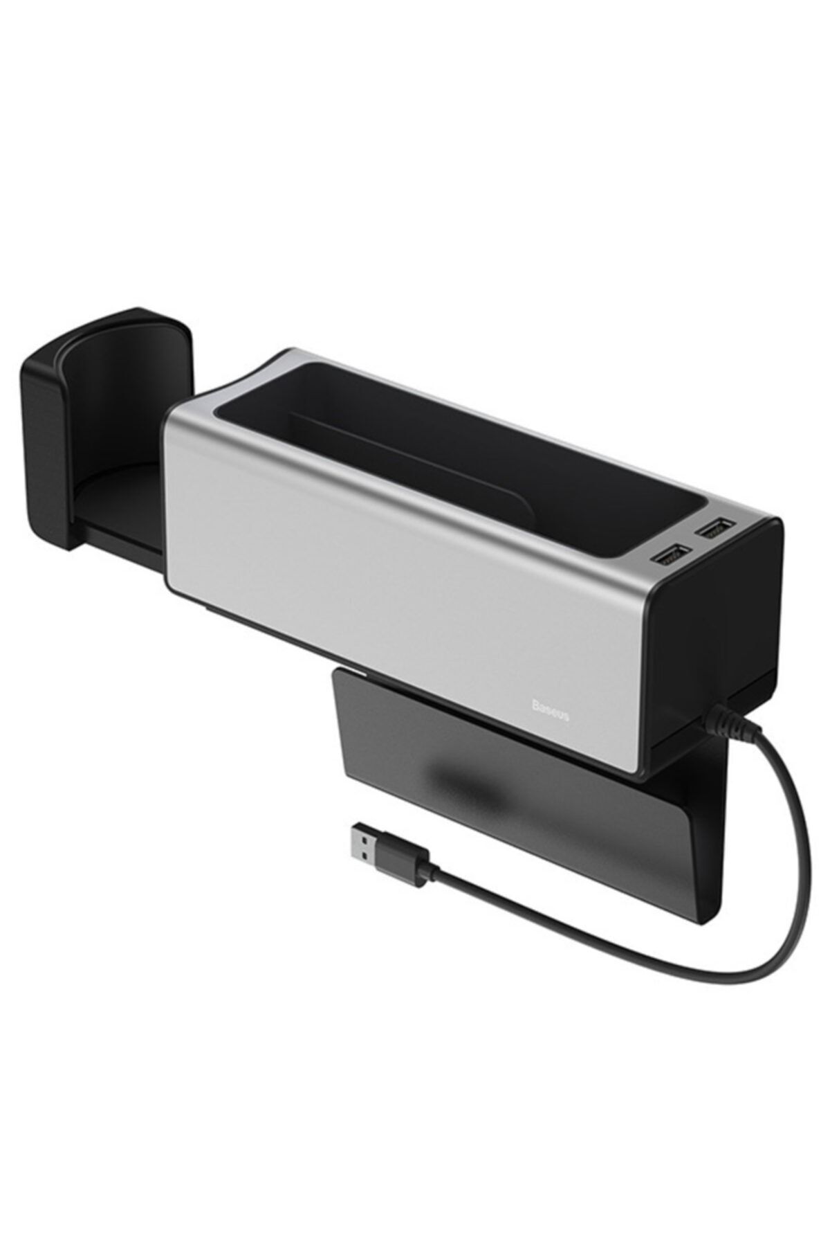 Baseus Deluxe Metal Dual Usb Araç Koltuk Arası Organizer-gri