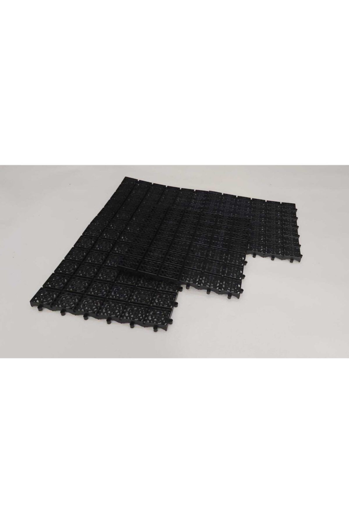 Netafloor 33x33 Siyah Renk 9'lu Plastik Yer Karosu Zemin Kaplaması Islak Zemin Yer Izgarası Geçmeli Karo