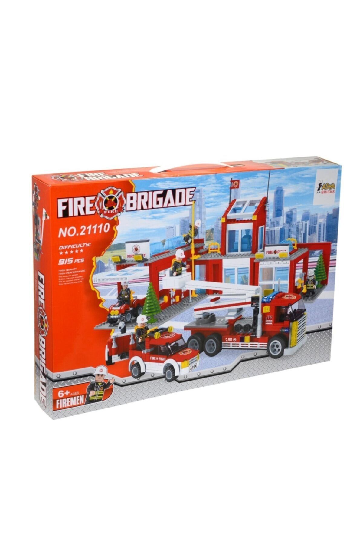 Kutu Kutu Oyuncak Asya Bricks 915 Parça Büyük Itfaiye Istasyonu Merkezi Lego Oyun Seti