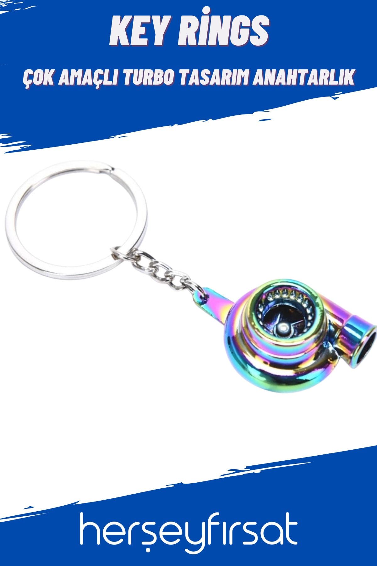 Key Rings Çok Amaçlı Turbo Tasarımlı Anahtarlık-gökkuşağı