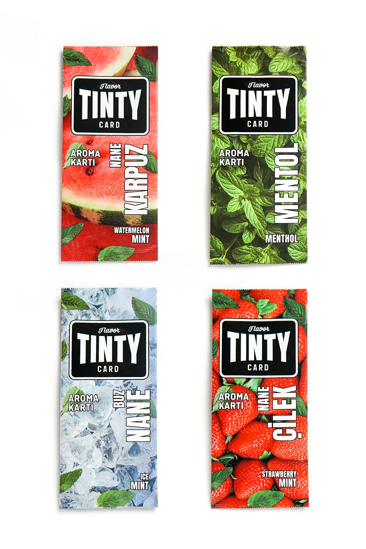 Tinty 4'lü Aroma Kartı - Gıda Aroması ( Çilek, Karpuz, Buz, Mentol )