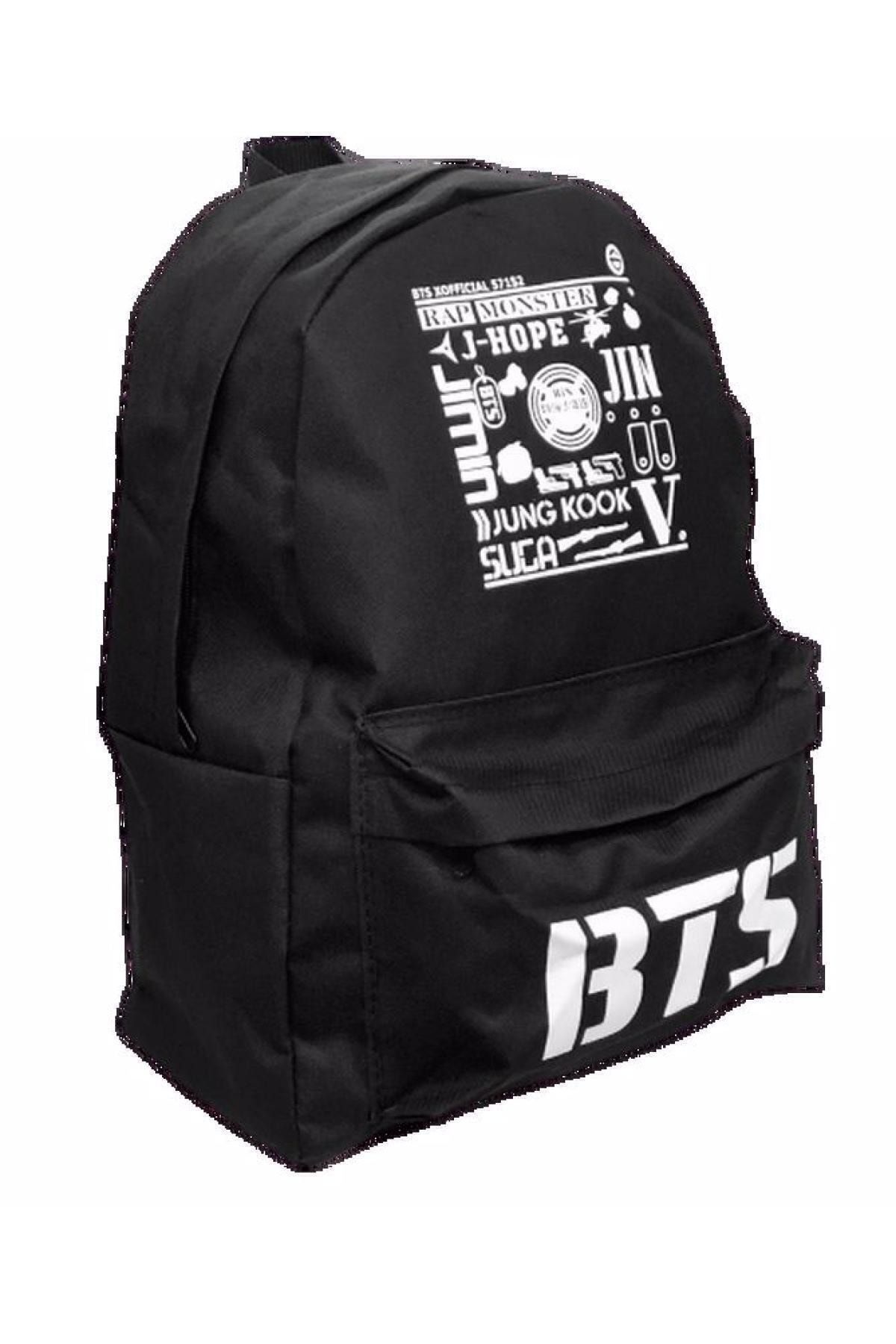 Lila Ayakkabı Siyah Unisex Bts Baskılı Sırt Çantası