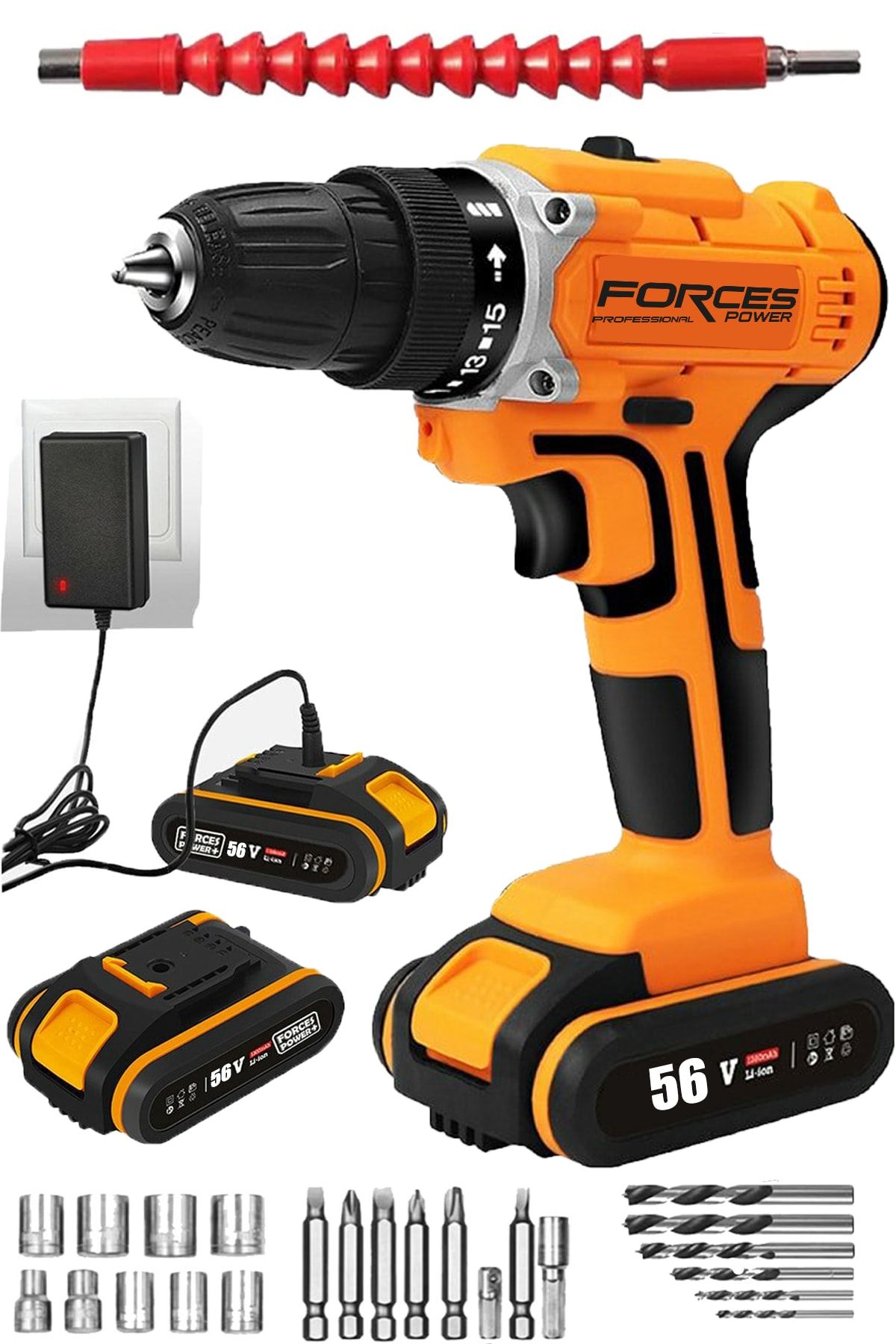forces power Germany Pro X-line 56 V 6 Ah Magnezyum Gövde Çift Akülü Matkap Profesyonel