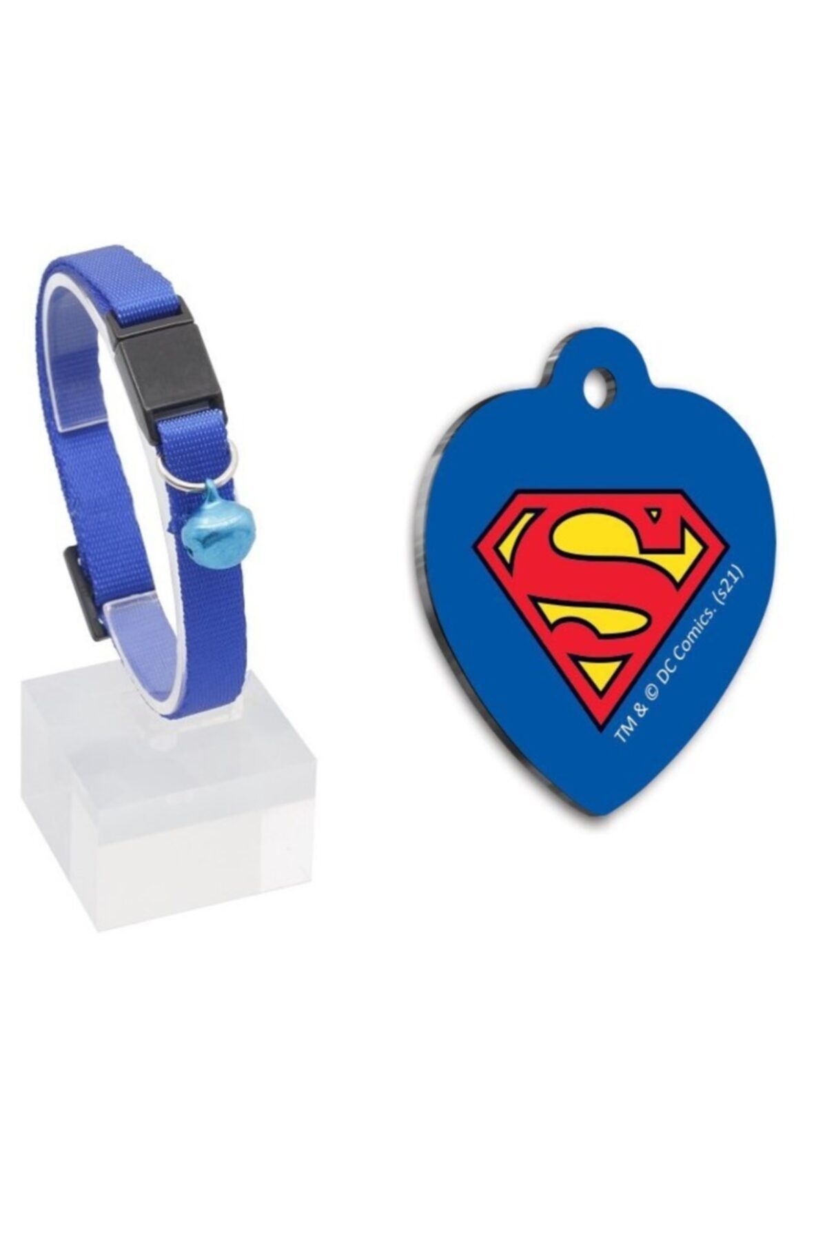 Superman Kedi Künyesi +güvenlik Kilitli Tasma 22-30cm