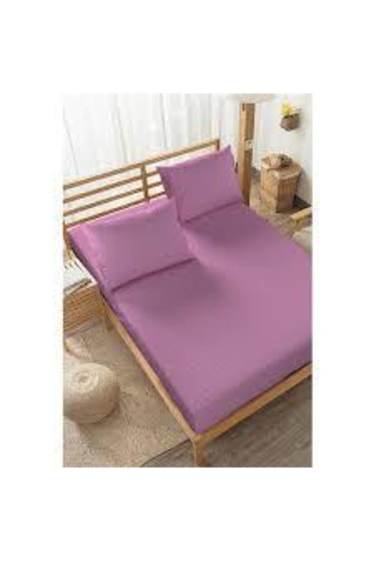 Bella Home Lastikli Ranforce Çarşaf Seti 180 x 200 Mürdüm