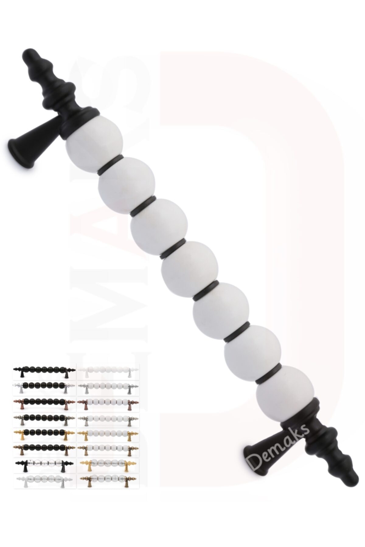 Demaks Kumru Boncuk Beyaz-siyah 128mm (1adet) Polimer Mobilya Dolap Çekmece Kulpu