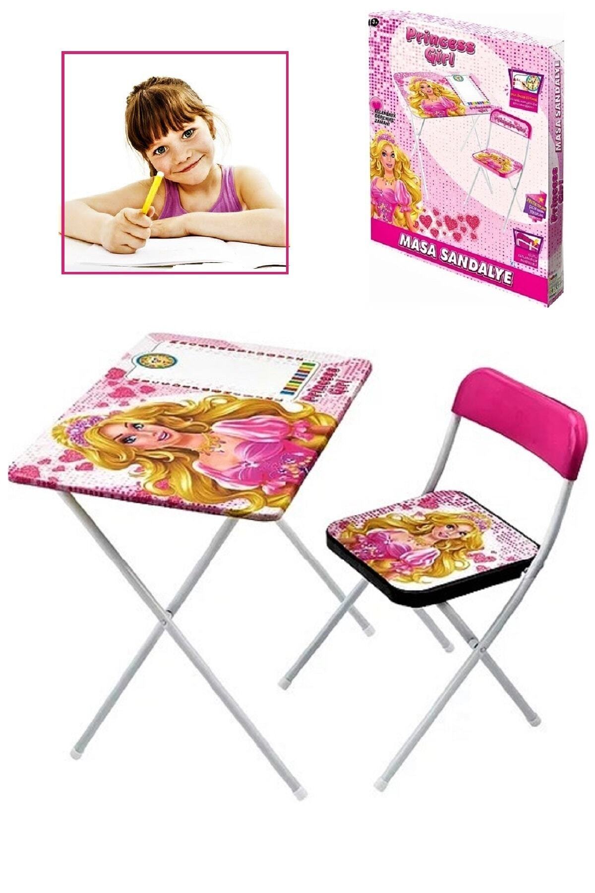 Toysberg Barbie Ders Çalışma Masası Katlanabilir Prenses Çocuk Ders Çalışma Masası Ve Sandalye