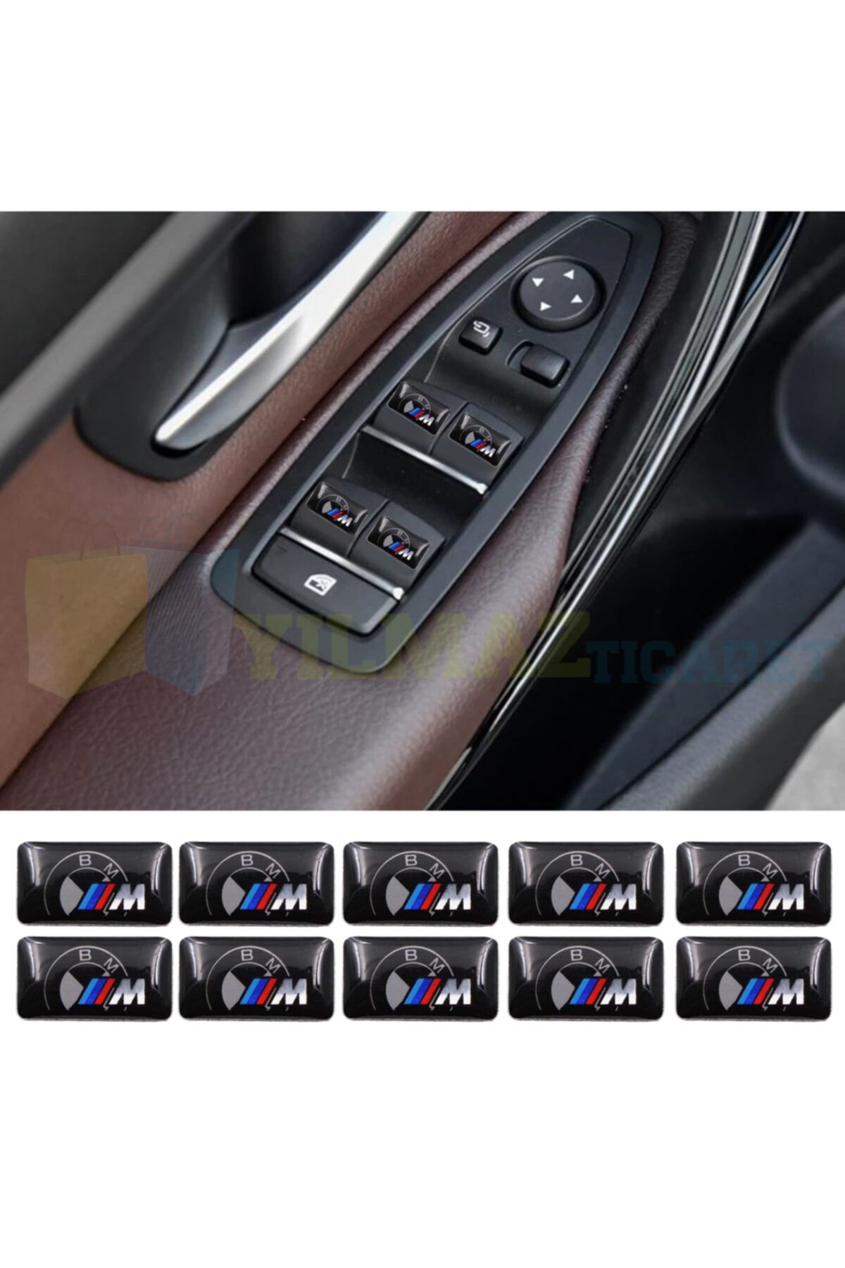 yılmazetic Bmw M Logo Torpido Direksiyon Jant Vites Damla Sticker Etiket Yapıştırma 10 Adet Yeni