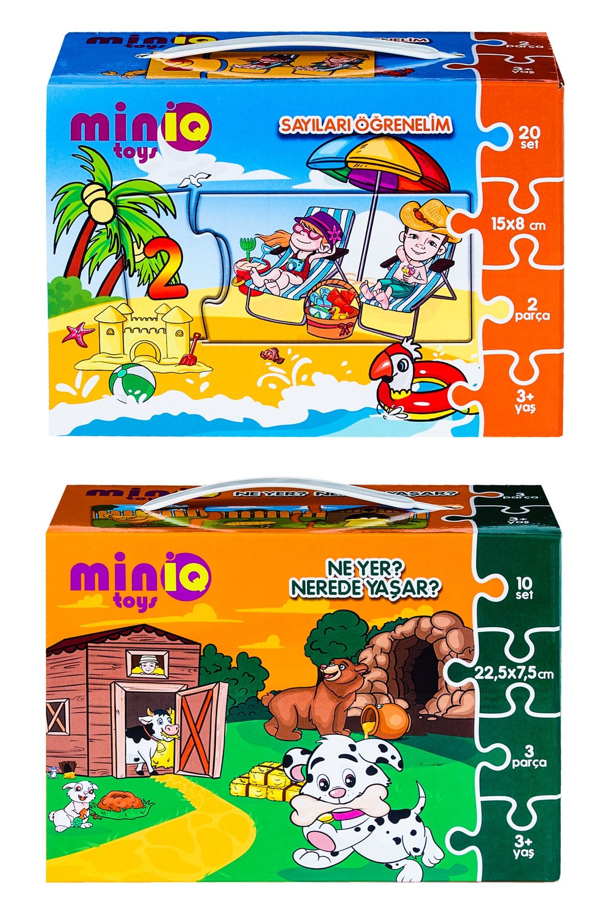 minİQ toys Sayıları Öğrenelim + Ne Yer , Nerede Yaşar  2'li Set Eğitici-öğretici Yapboz
