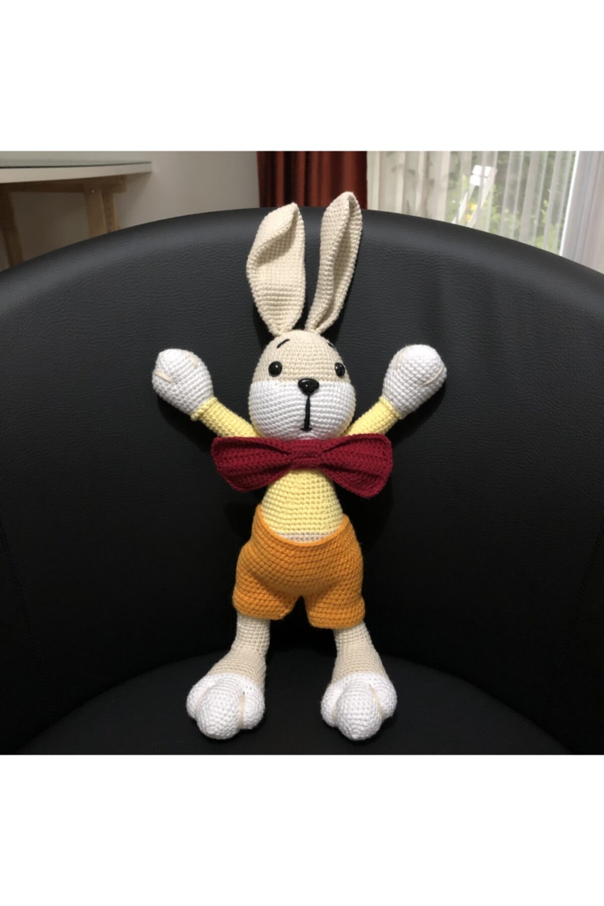 Kare Art Amigurumi Papyonlu Tavşan . Hediyelik Örgü Oyuncak . %100 El Üretimi . Yerli Üretim . Handmade .