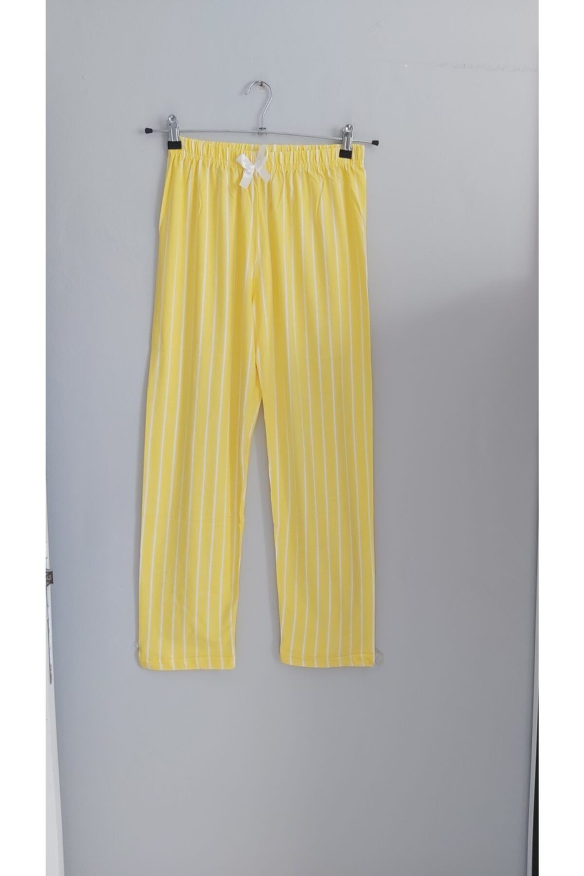 HAYAL Pijama Altı Pamuklu Sarı Çizgili