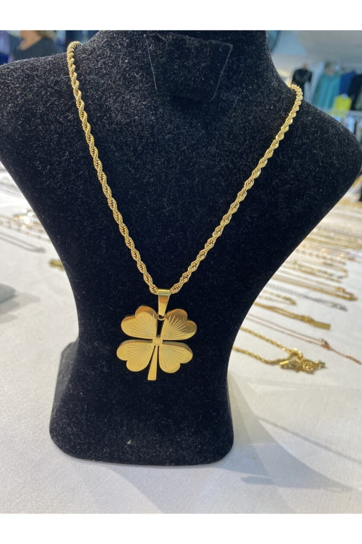 Twinnaccessories Burgu Zincirde Yonca Uçlu Kolye