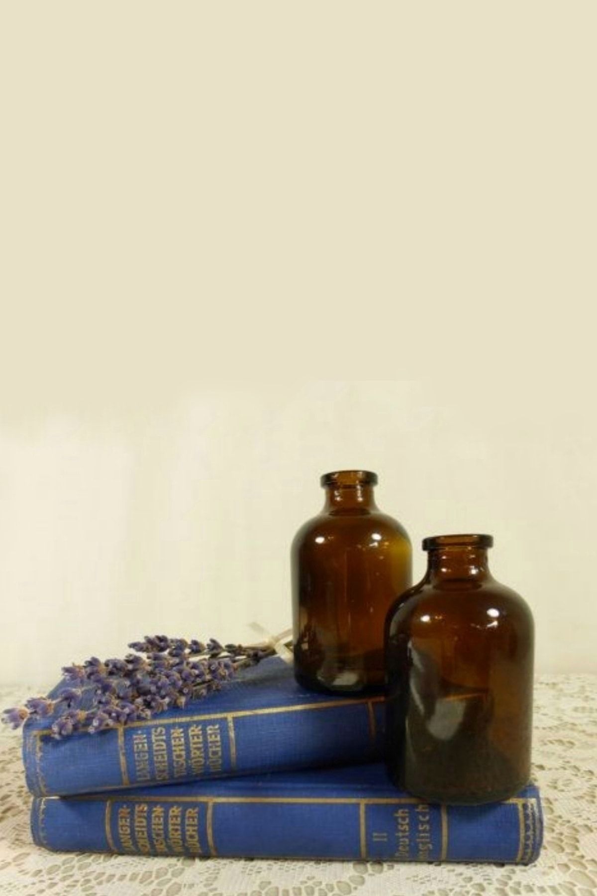 LALEZEN 2 Adet Amber Kahverengi Mini Cam Şişe Vazo 100 Ml + 50 Ml