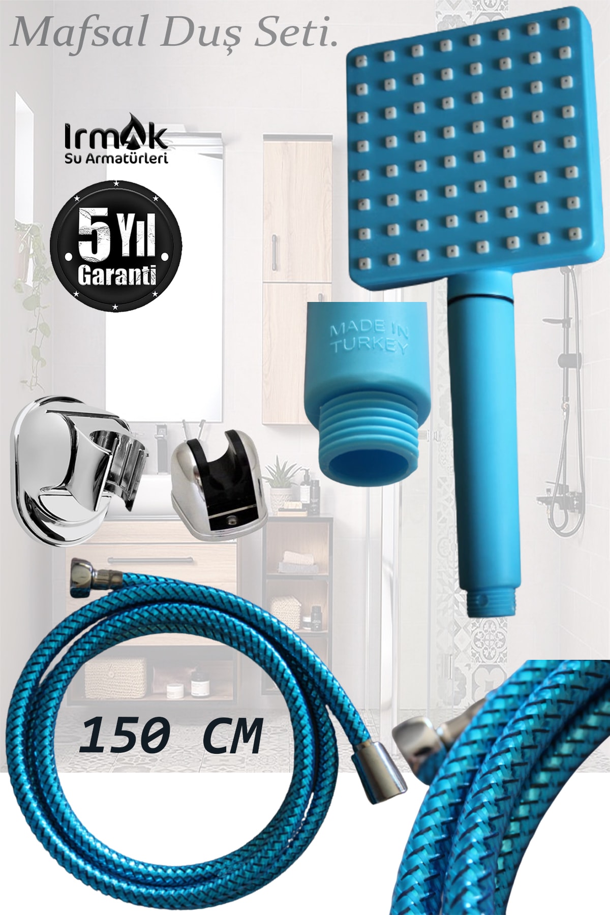 özbay ısı sanayii ö şekil Duş Başlığı Spiral Mafsal Banyo El Duşu Seti Lüks Blue Dayanıklı Spiral Başlık Mafsal Takımı