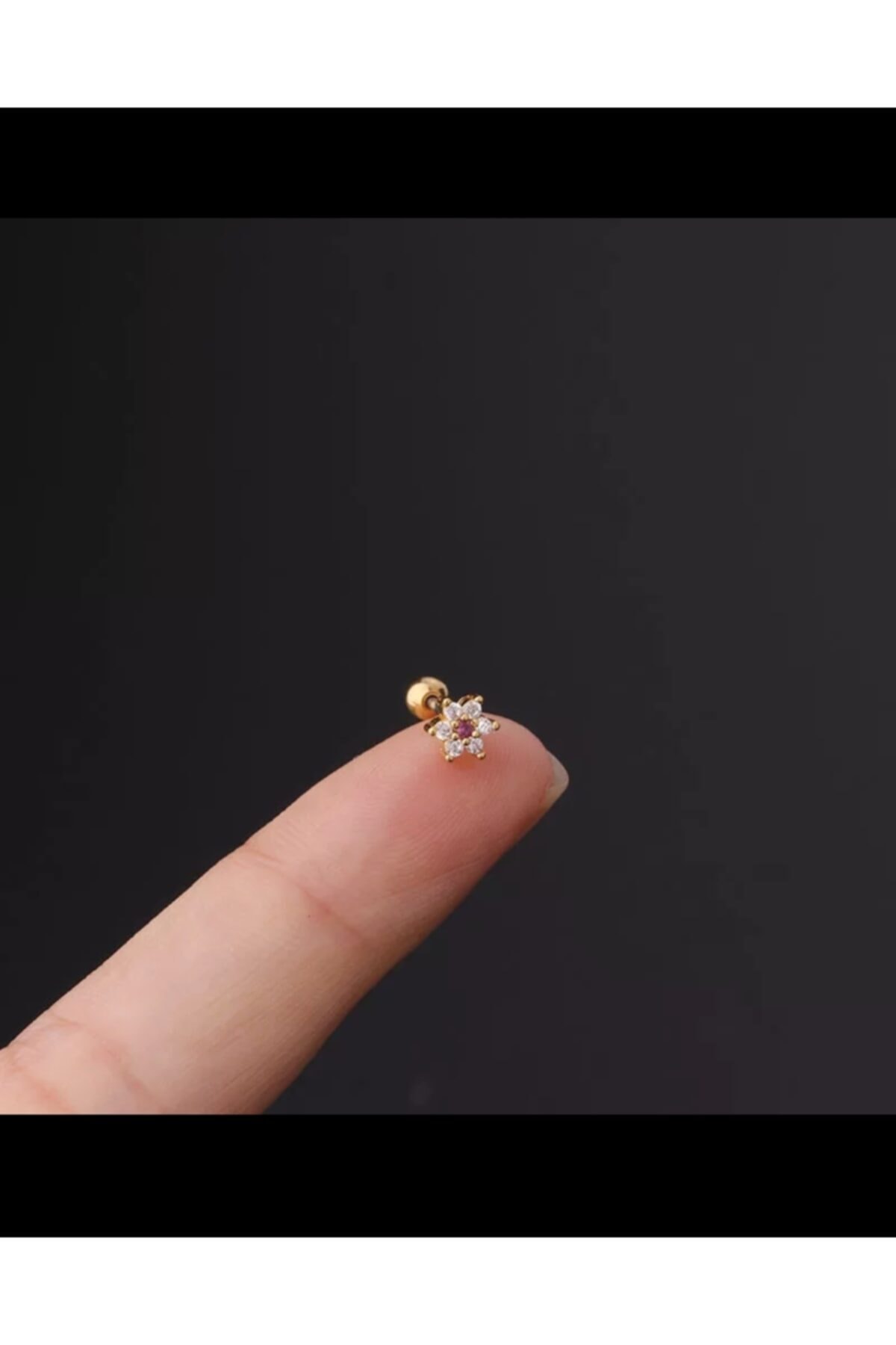 Arescollection Cerrahi Çelik Minimal Çiçek Tragus Piercing