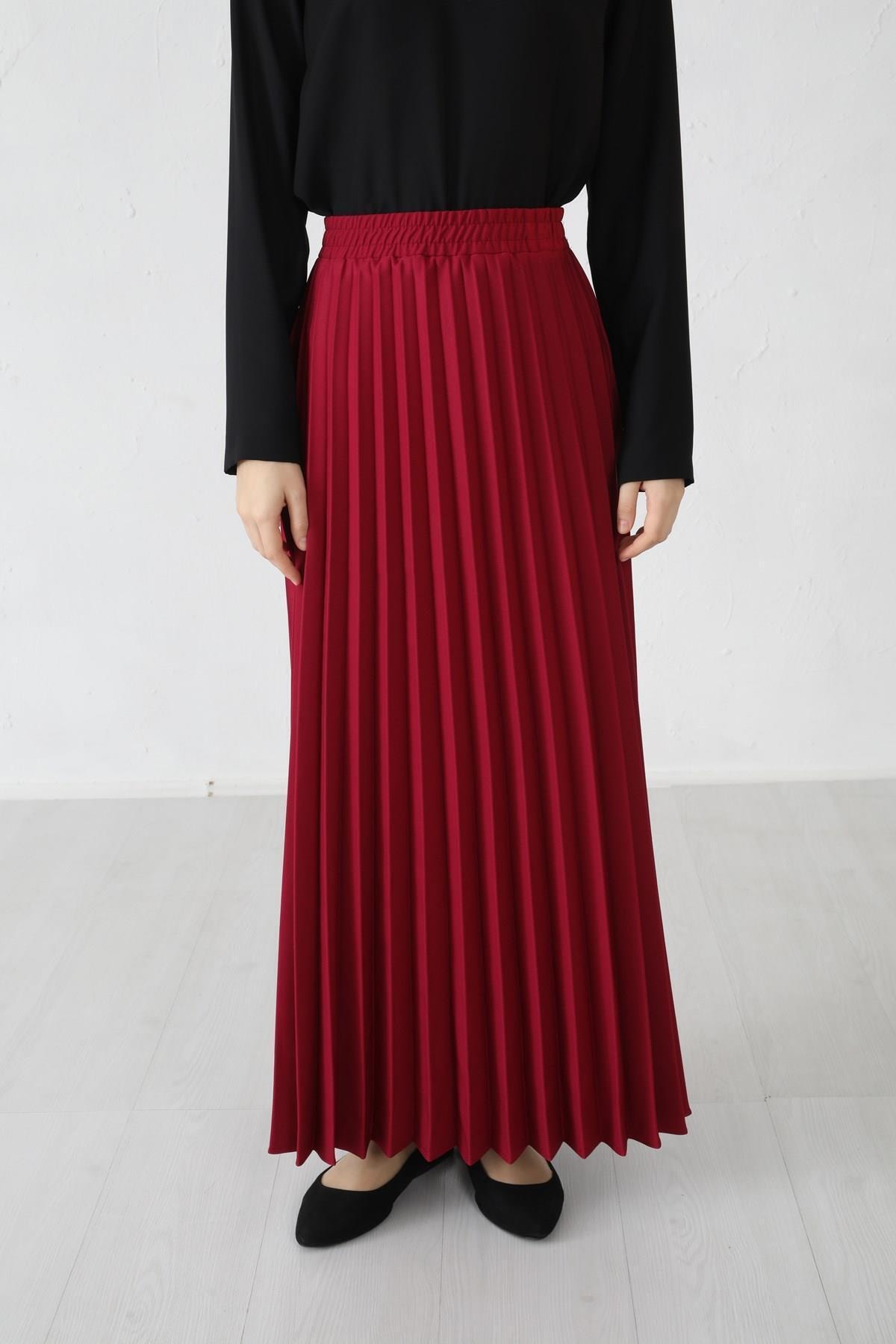 Moodbasic Krep Pliseli Etek Fuşya