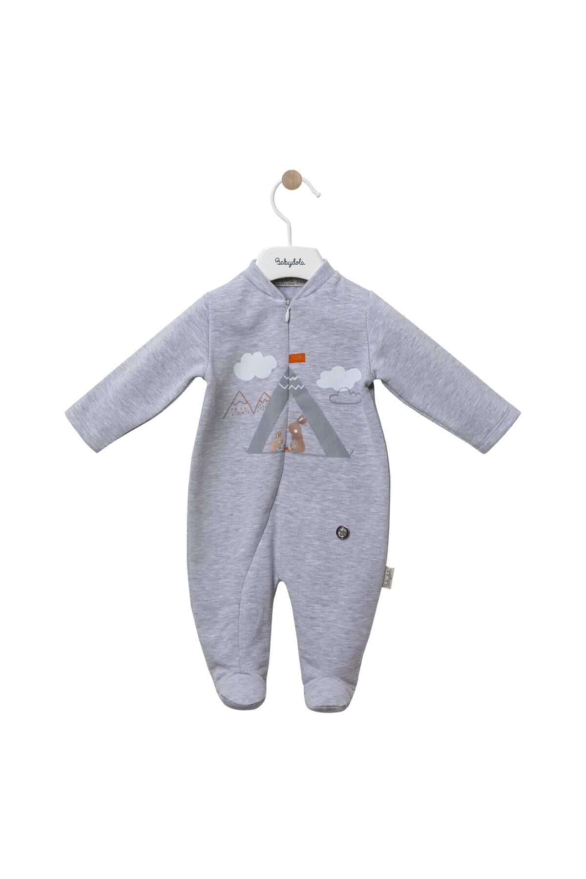 Babydola Erkek Bebek Desenli Patikli Kalın Tulum