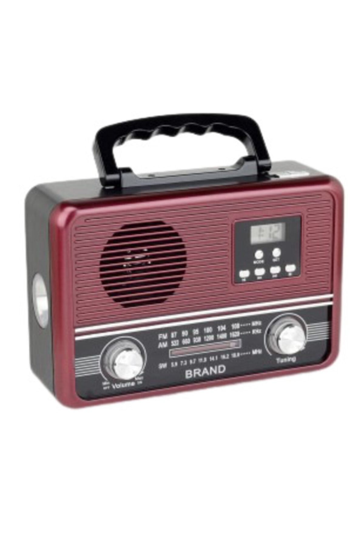 gaman Ys-608bt Şarjlı Fenerli Saatli Fm Radyo Usb Bluetooth Hoparlör - Kırmızı