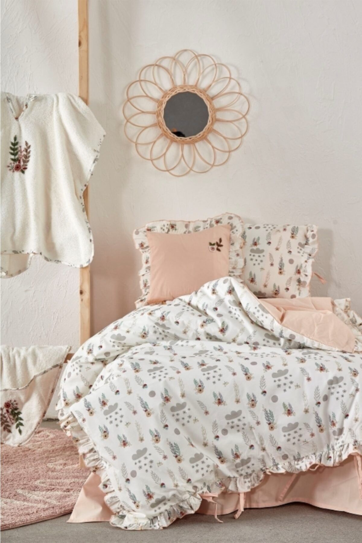 Ecocotton %100 Organik Pamuk Lora Bebek Nevresim Seti Krem 100*150