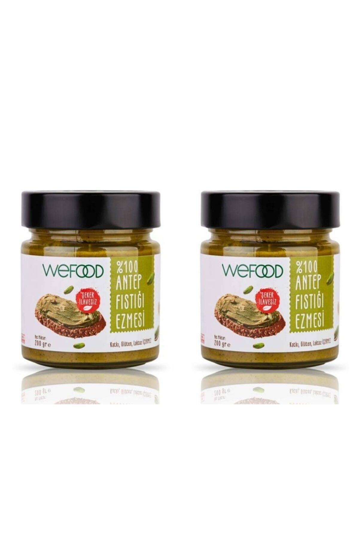 Wefood Şekersiz %100 Antep Fıstığı Ezmesi Sade 200 Gr 2 Adet