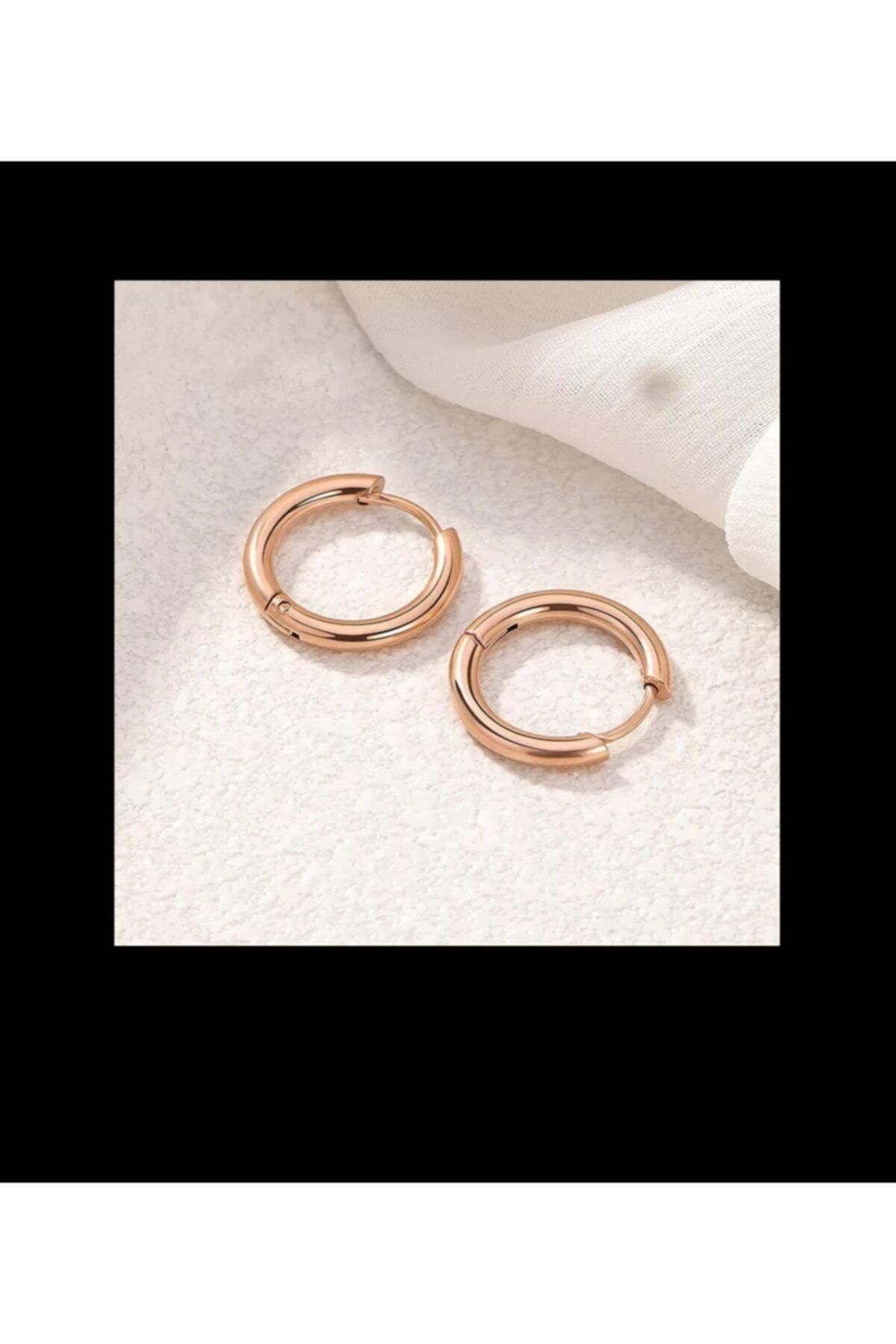 Arescollection Cerrahi Çelik Rosegold Halka Küpe