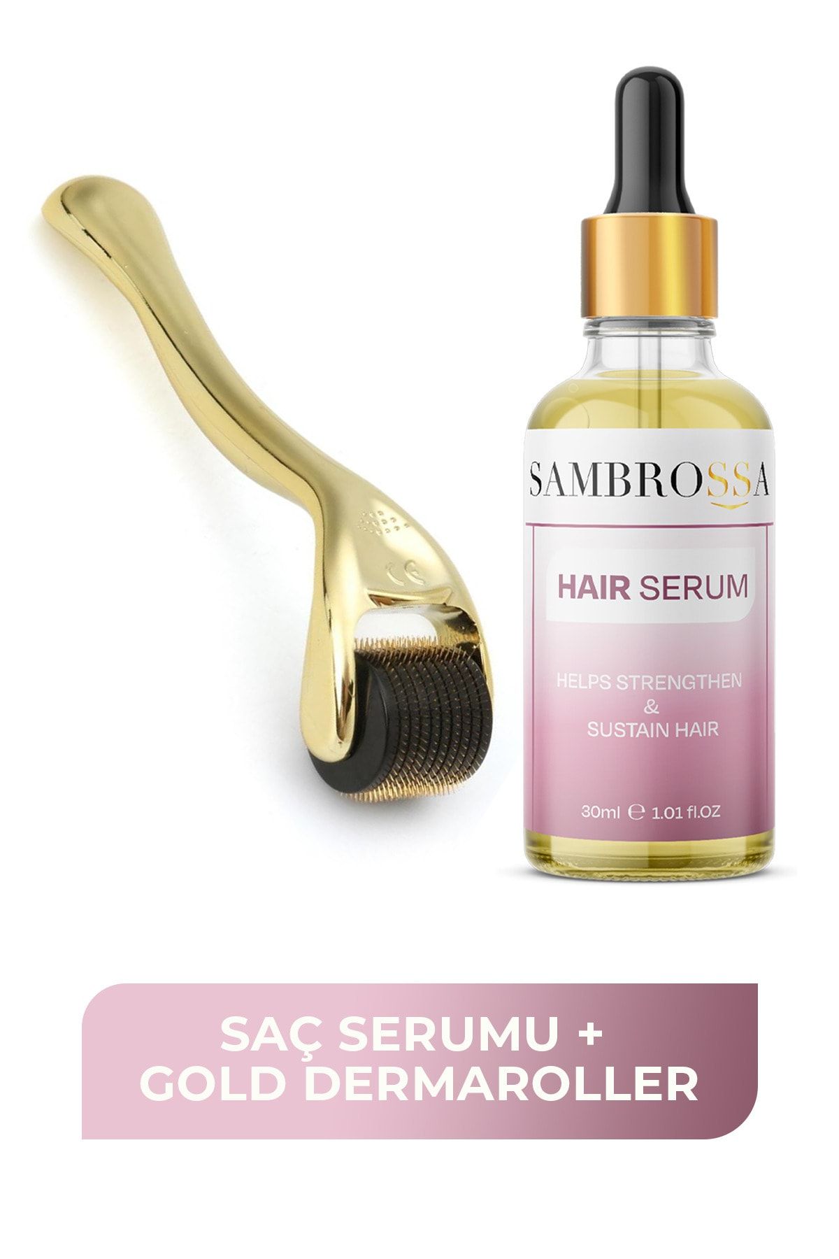 Sambrossa Yoğunluk Arttırıcı Saç Serumu Hair Serum 30 Ml + 540 Iğneli Gold Dermaroller