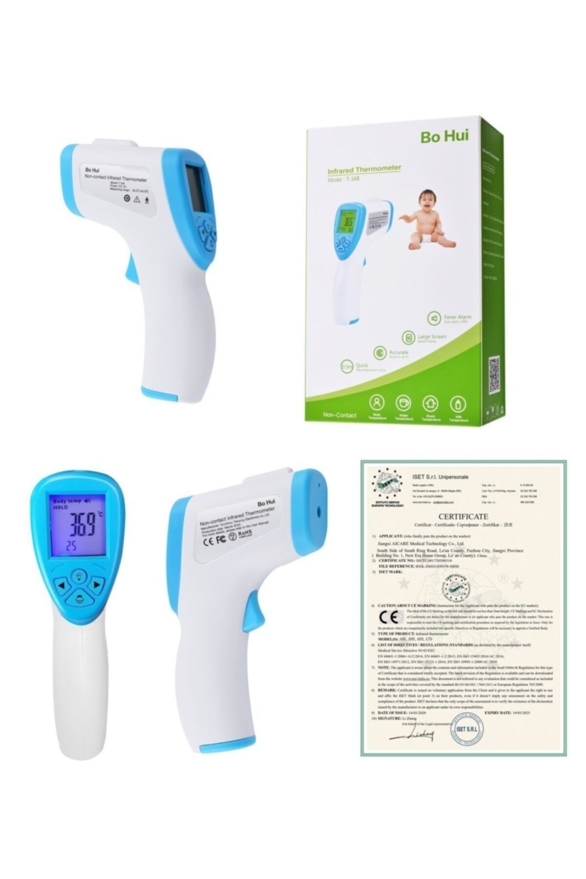 Pofudukkan Bo Hui Infrared Dijital Temassız Ateş Ölçer Termometre