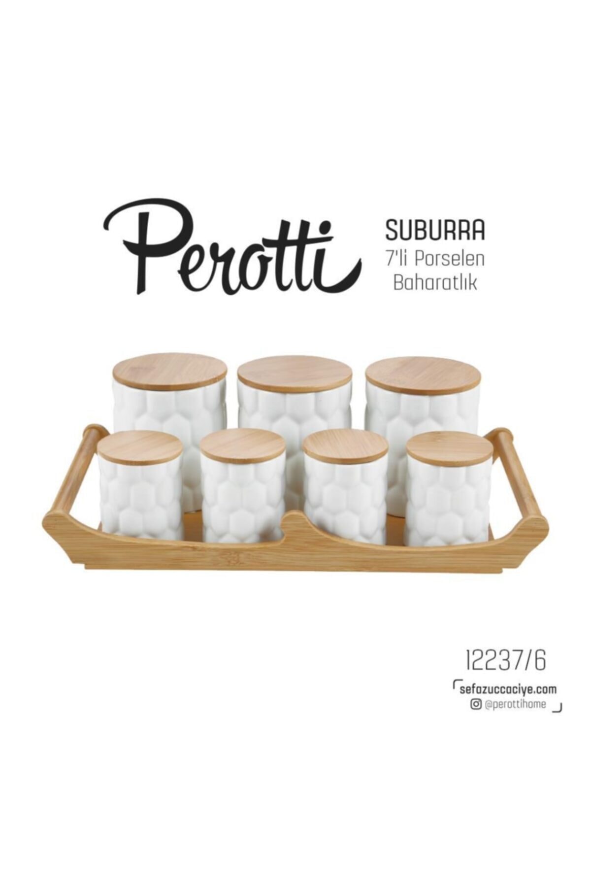 Perotti Perrotti Suburra 7li Porselen Porselen Kavanoz Bambulu