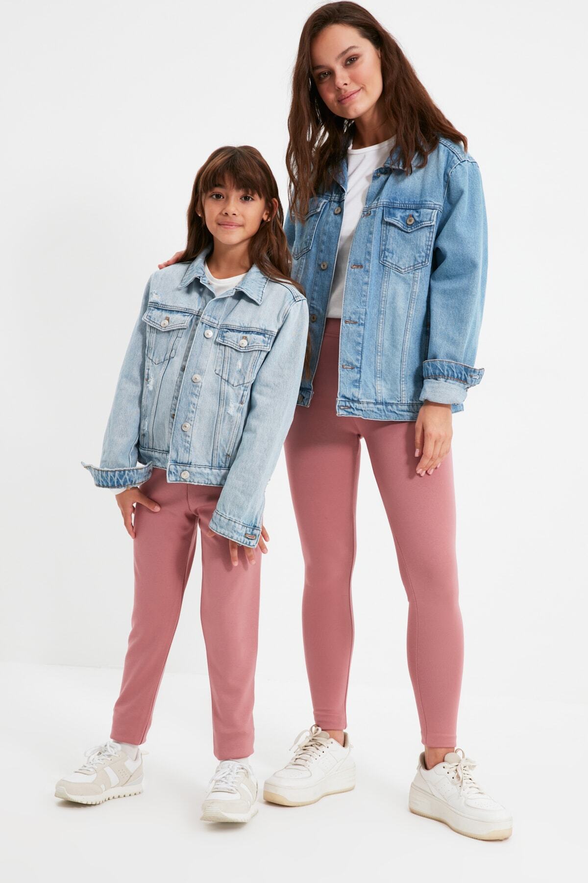 TRENDYOLMİLLA Gül Kurusu Yüksek Bel Örme Tayt TWOAW20TA0047