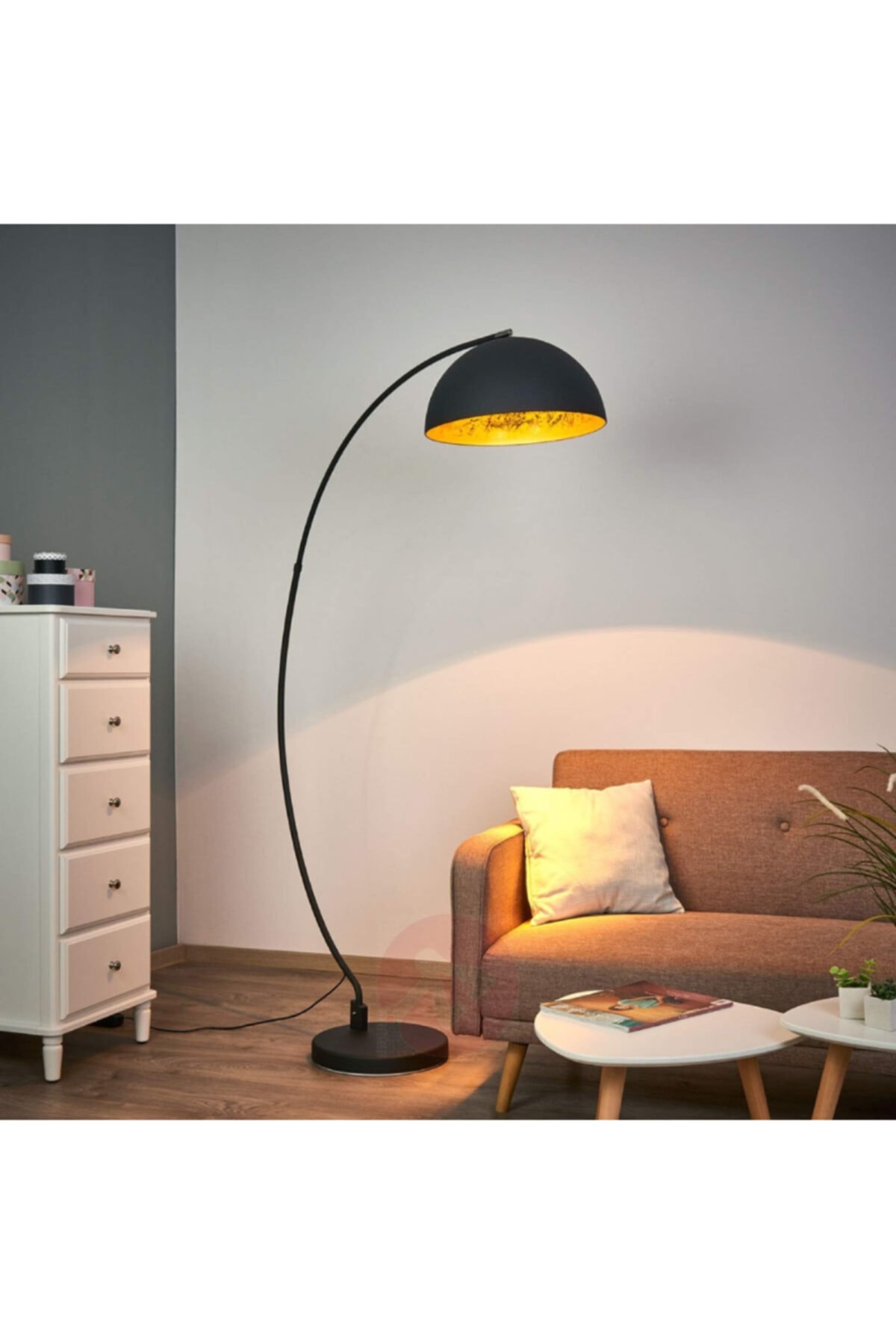 RİOLİGHT Retro Tekli Metal Lambader Köşe Lambası Şapka Çapı: 40 cm