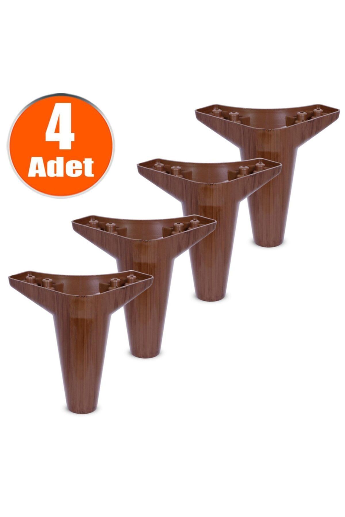 Badem10 Nobel Mobilya Kanepe Sehpa Puf Koltuk Ayağı Kahverengi Baza Ayak 12 Cm (4 Adet)