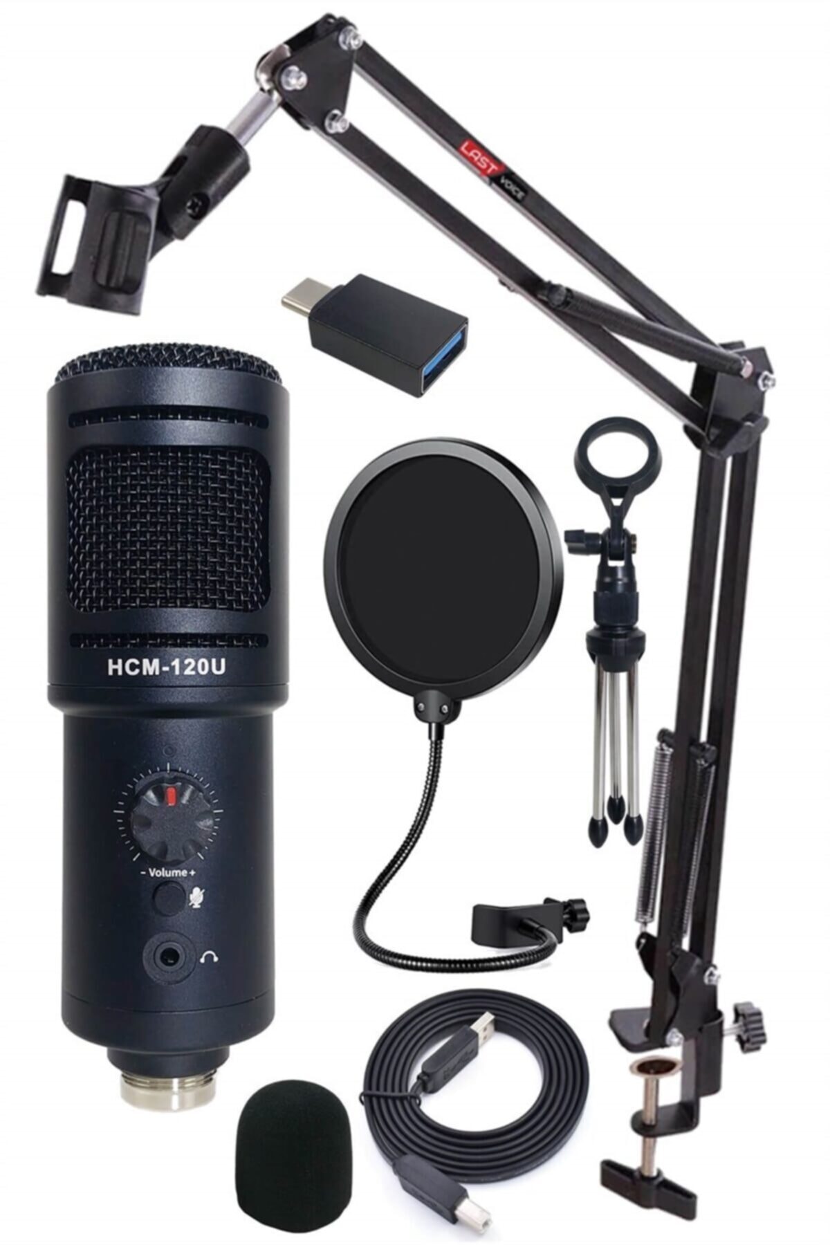 Lastvoice Hepa Merz Hc120u Pak Set Üst Seviye Condenser Usb Mikrofon Volüm Ayarlı (pc Ve Type-c Telefon)