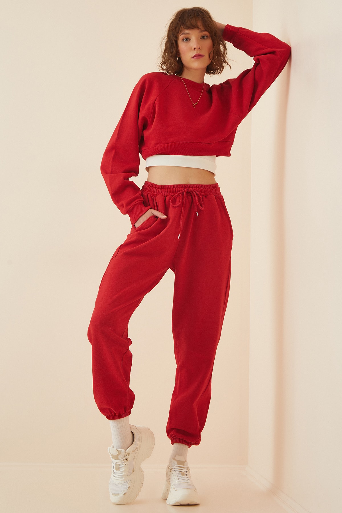 Happiness İst. Kadın Kırmızı Şardonlu Eşofman Takımı Firma  US00728