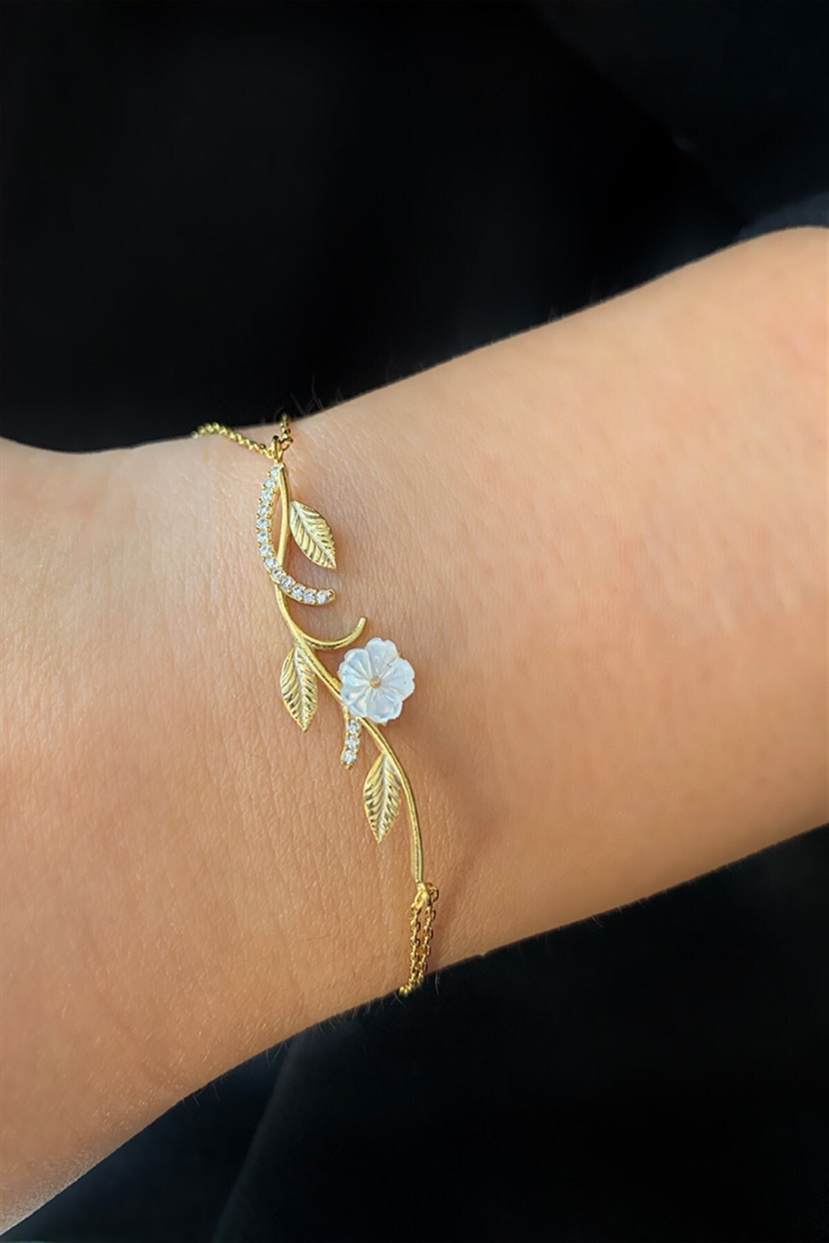 Ziu 925 Ayar 2,4 Gram Gül Motifli Kadın Gümüş Bileklik Uzunluk 16+4 Cm