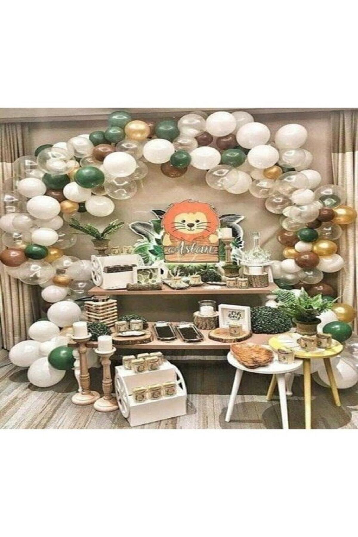 Aşkın Parti Evi 100'lü Safari Balon Safari Konsept Balon Ve Balon Zinciri Seti