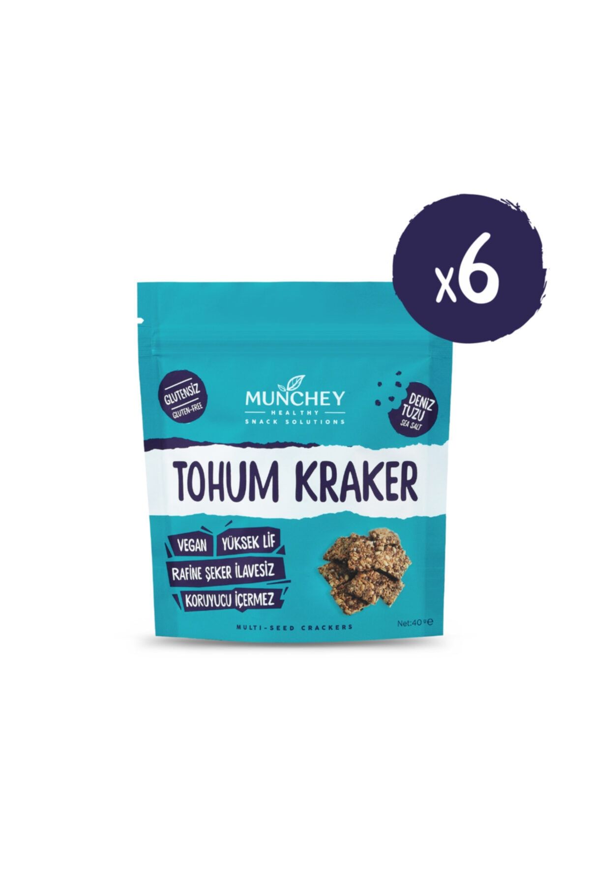 MUNCHEY 6'lı Sade Tohum Kraker 240g. - Glutensiz
