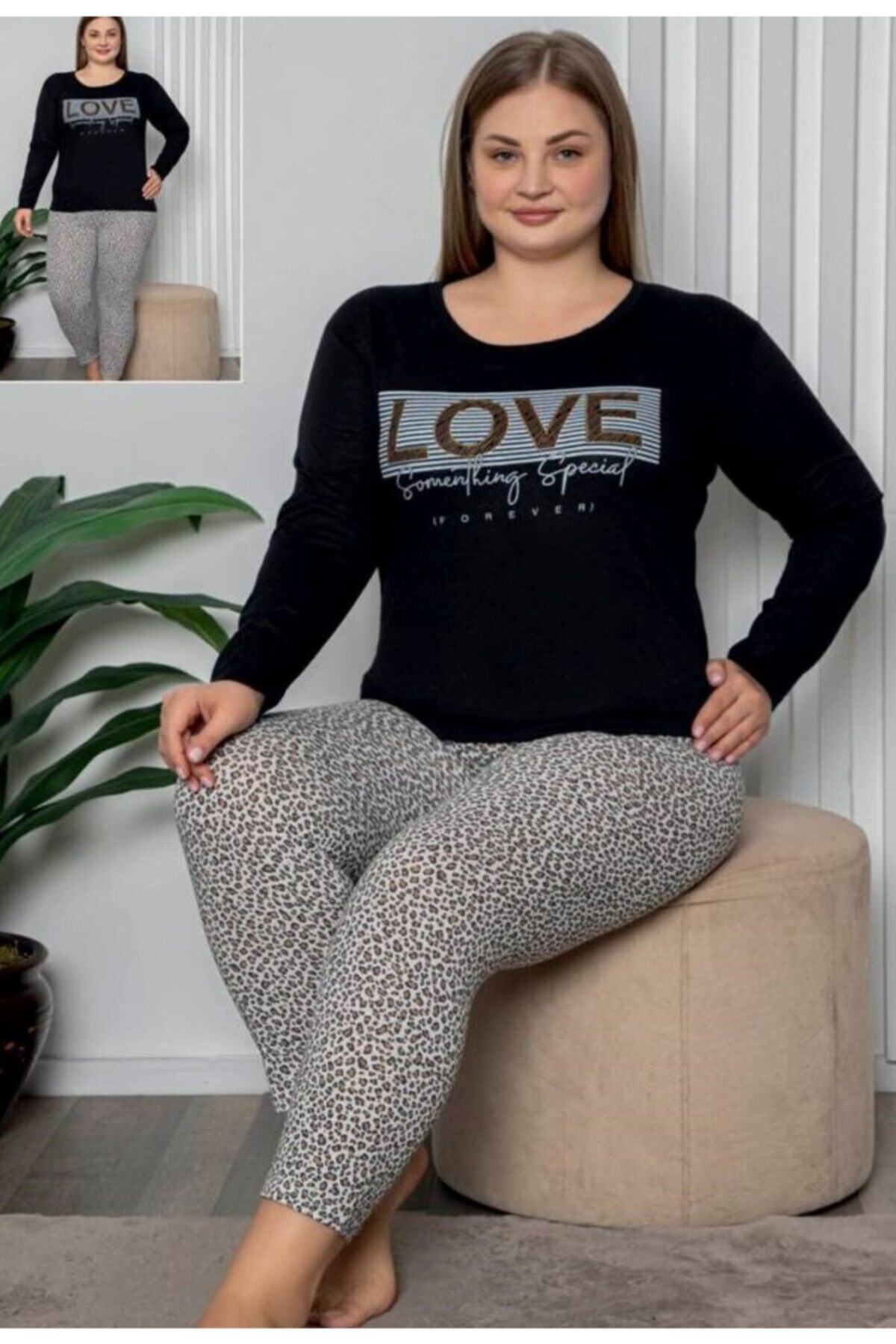 MISSIS PIJAMA Battal Beden Bayan Uzun Kol Pijama Takım