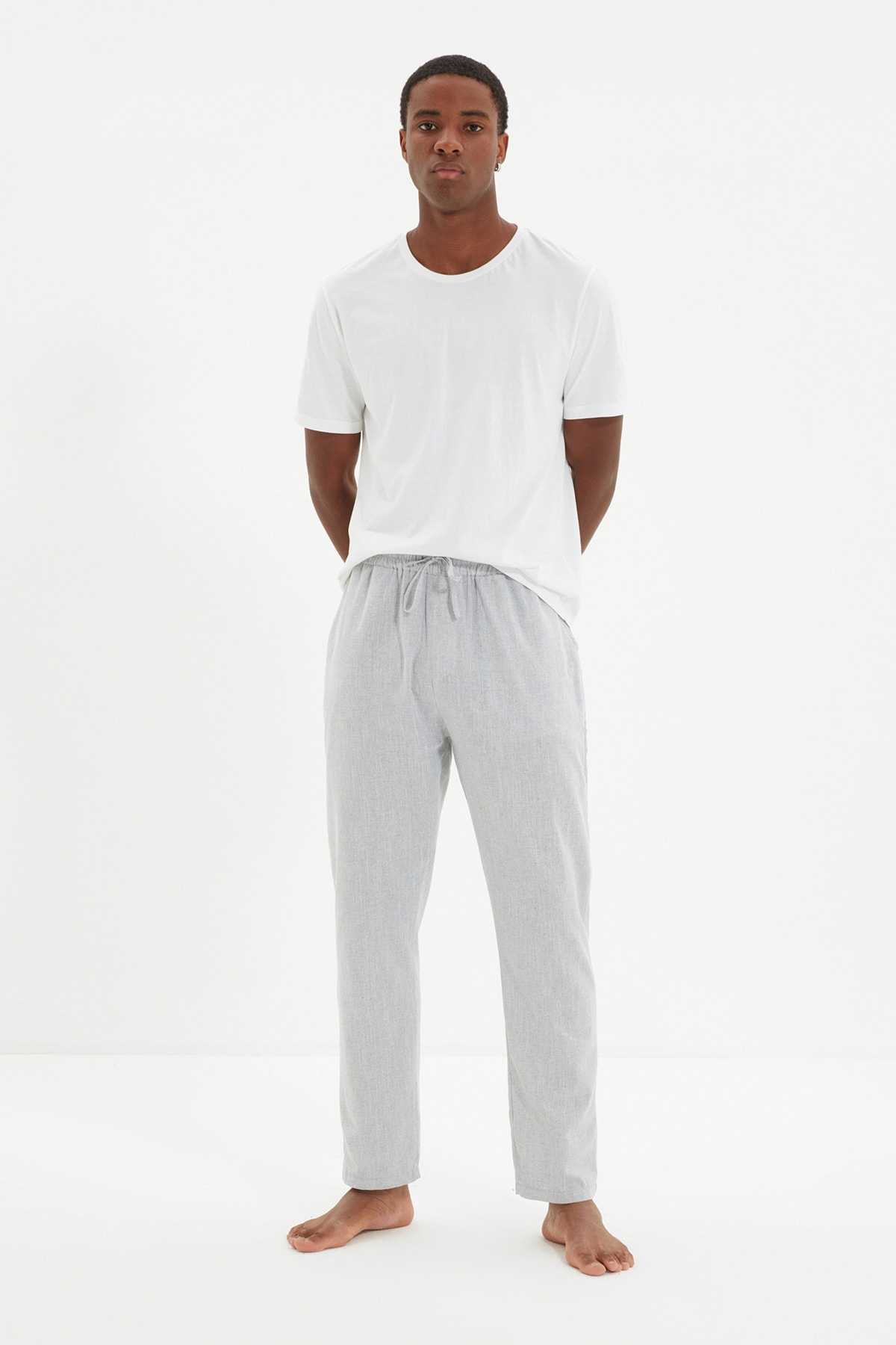 TRENDYOL MAN Gri Erkek Regular Fit Dokuma Pijama Altı TMNAW22PJ0033