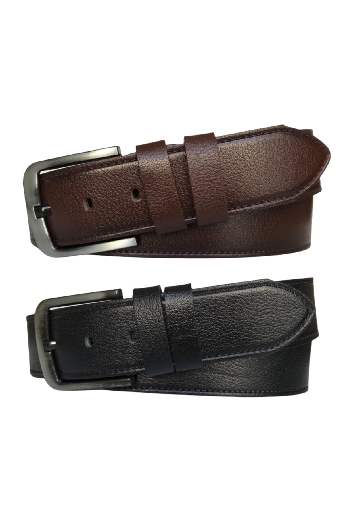 GoDeri %100 Hakiki Deri 2'li Set 4.5 Cm Tek Parça Kot,spor Kemer Siyah, Kahverengi