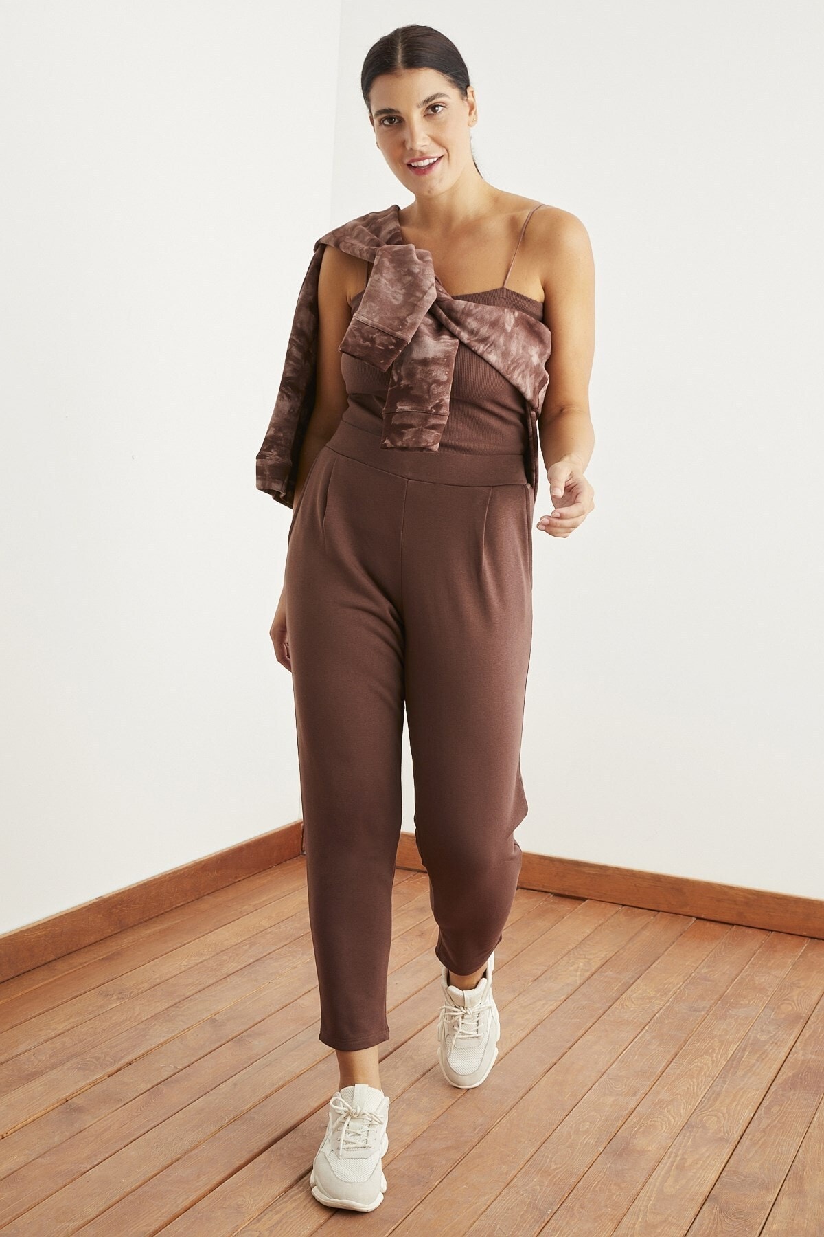 Curly Kahve Cepli Jogger Eşofman Altı