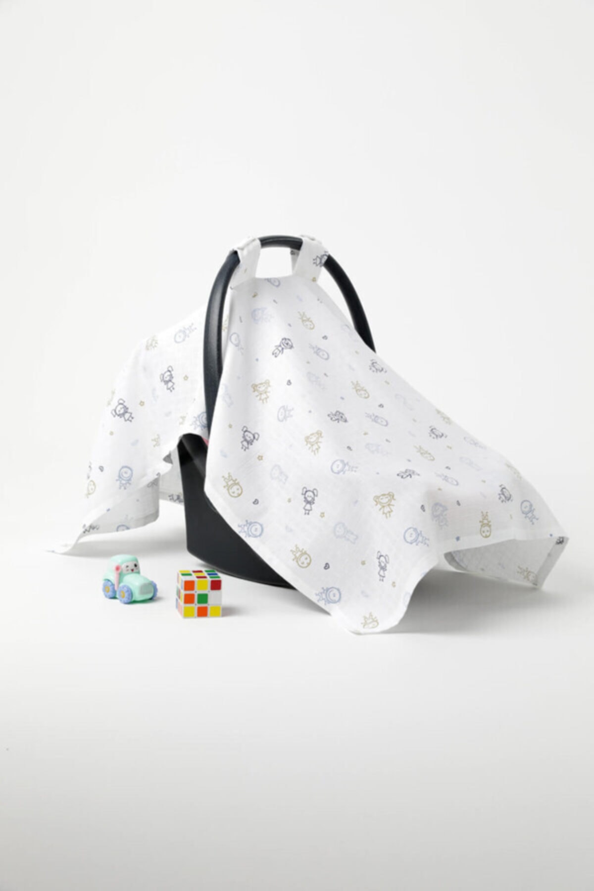 FAVORA Müslin Puset Örtüsü - Mavi - Beyaz