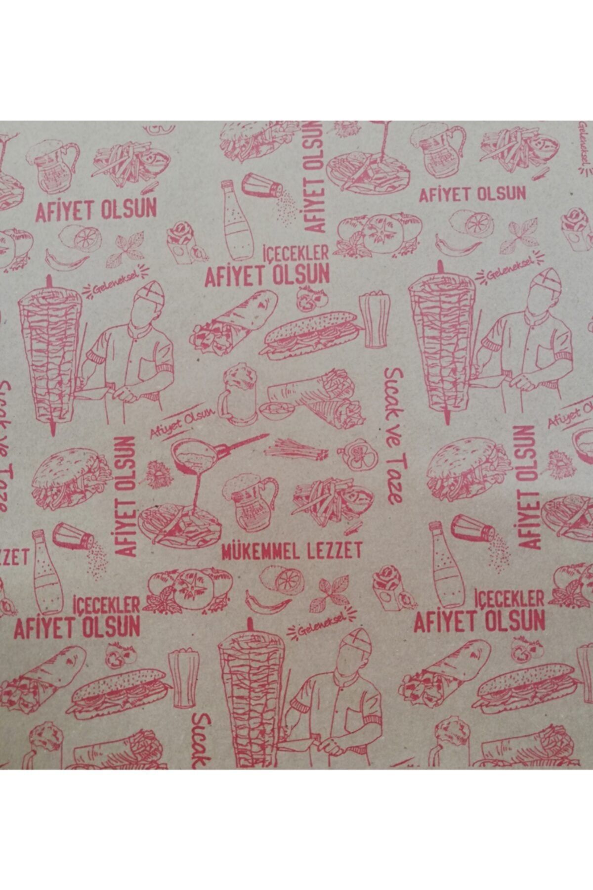 EMEL ŞAMUA Afiyet Olsun Baskılı Şamua Kraft Ürün Paketleme Gıda Eşya Sarma Koruma Ambalaj Kağıdı 40*50 Cm 10 Kg