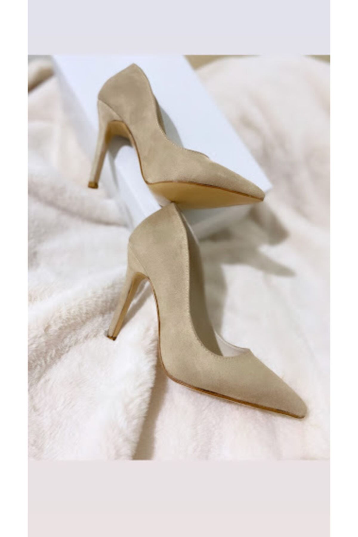LADİESHOE Lüks Süet Ten Stiletto Ayakkabı